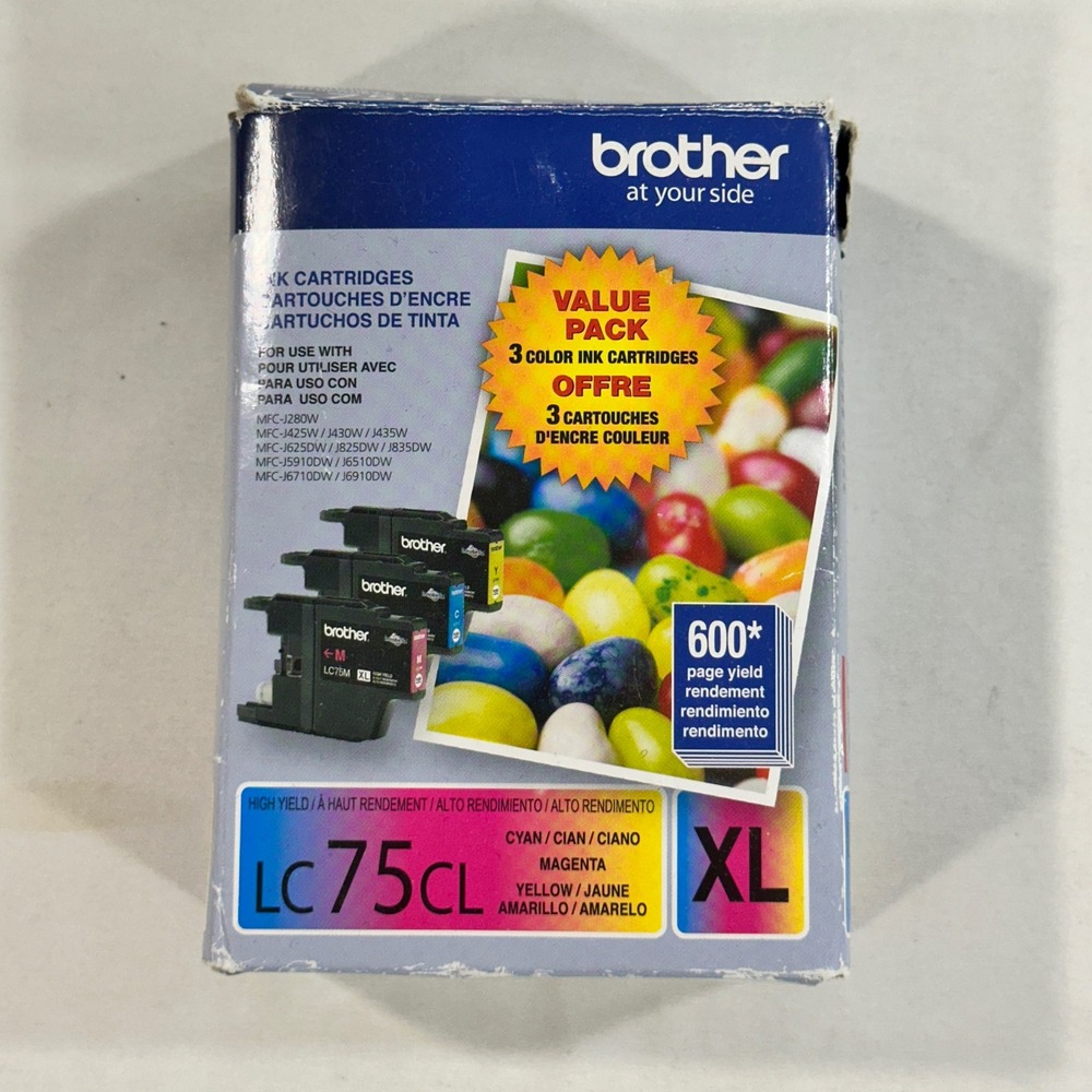 Brother LC75CL XL Genuine OEM Ink 3 Pack Cyan Magenta Yellow Sealed Open Box
